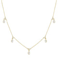 Oval Shape Diamond Dangle Station Necklace
