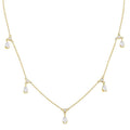 5/8 Ctw Dangle Pear and Round Cut Diamond Station Necklace in 14K Yellow Gold