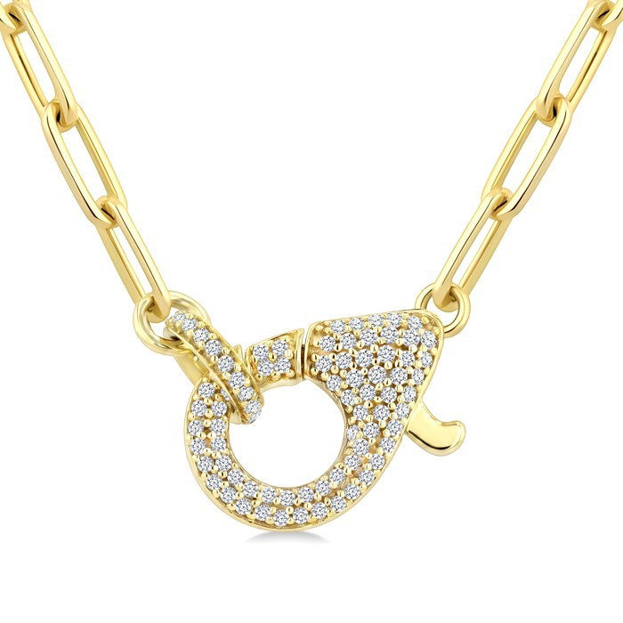 1/4 Ctw Round Cut Diamond Interlock Lobster Lock Necklace in 14K Yellow Gold