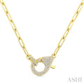 1/4 Ctw Round Cut Diamond Interlock Lobster Lock Necklace in 14K Yellow Gold