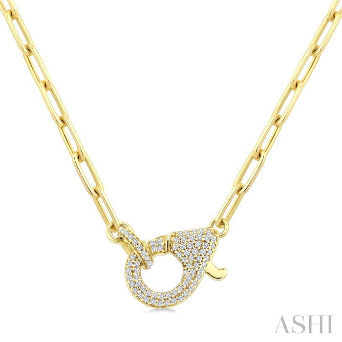 1/4 Ctw Round Cut Diamond Interlock Lobster Lock Necklace in 14K Yellow Gold