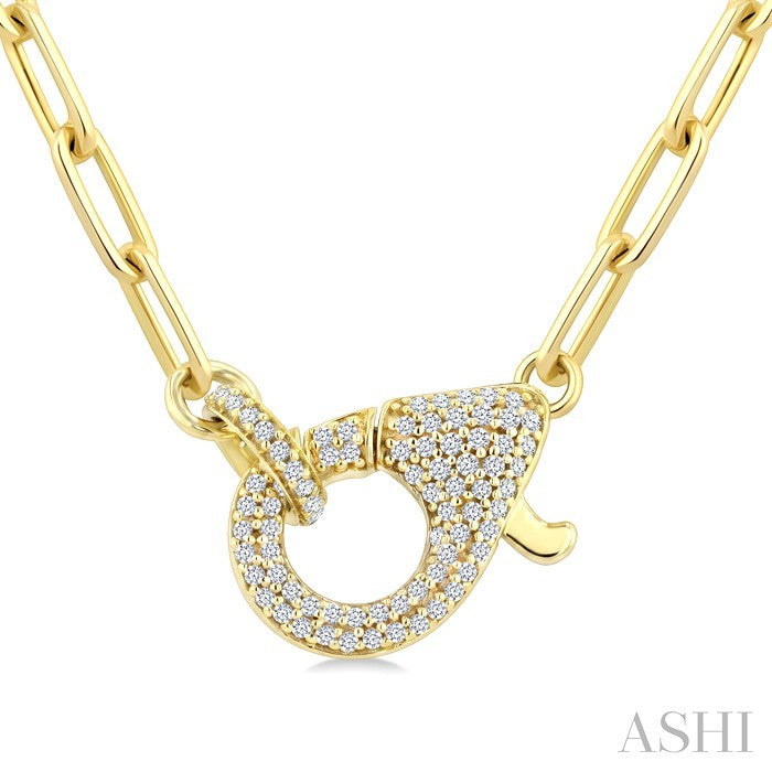 1/4 Ctw Round Cut Diamond Interlock Lobster Lock Necklace in 14K Yellow Gold