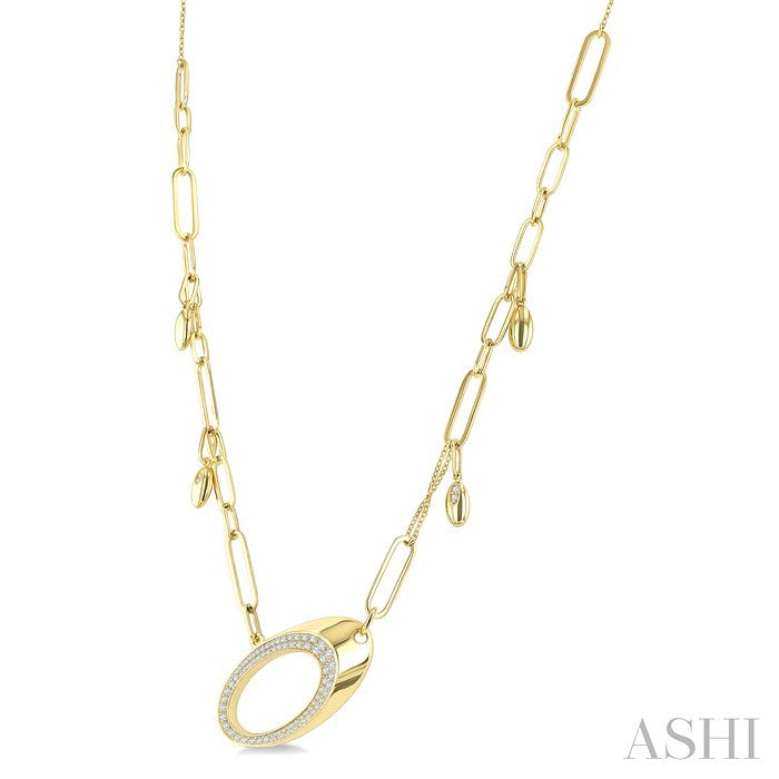 5/8 Ctw Paperclip Link Round Cut Diamond Fashion Necklace in 14K Yellow Gold