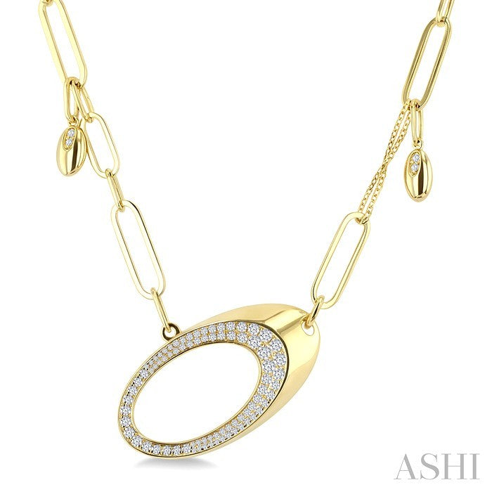 5/8 Ctw Paperclip Link Round Cut Diamond Fashion Necklace in 14K Yellow Gold
