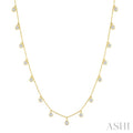 2 Ctw Round Cut Diamond Dangle Station Necklace in 14K Yellow Gold