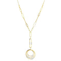 1/3 Ctw Paperclip Round Cut Diamond Circle Fashion Necklace in 14K Yellow Gold