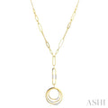1/3 Ctw Paperclip Round Cut Diamond Circle Fashion Necklace in 14K Yellow Gold