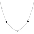 1 Ctw Round Cut Black and White Diamond Station Necklace in 14K White Gold