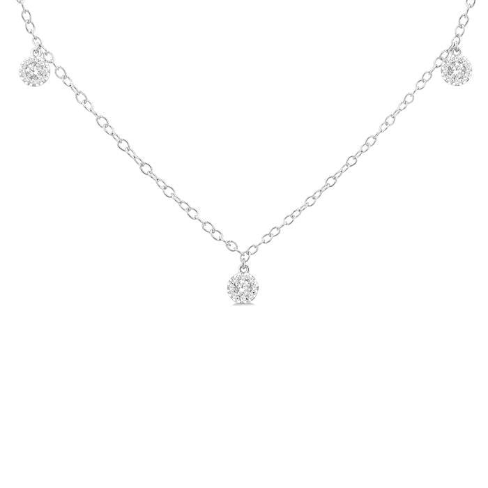 Round Shape Shine Bright Diamond Station Necklace