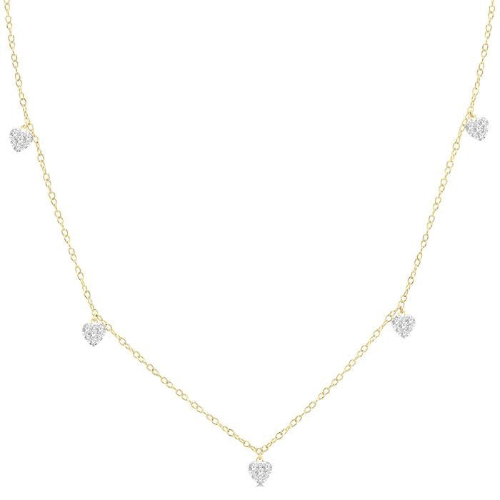 Heart Shape Shine Bright Diamond Station Necklace