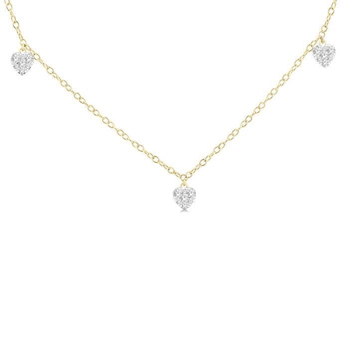Heart Shape Shine Bright Diamond Station Necklace