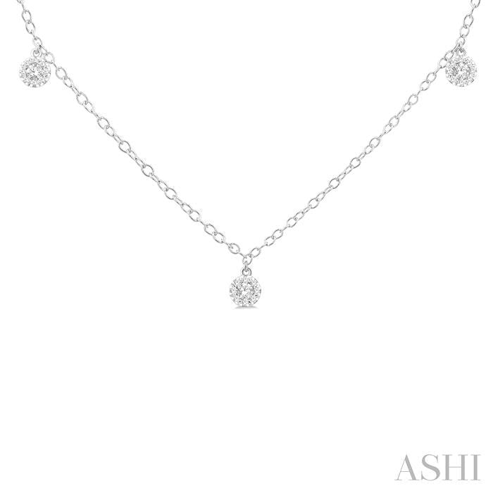 1/3 Ctw Shine Bright Circular Mount Round Cut Diamond Station Necklace in 14K White Gold