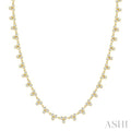 3 1/2 Ctw Bezel Set Round Cut Diamond 3-Stone Station Necklace in 14K Yellow Gold