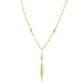 1/10 Ctw Paperclip Round Cut Diamond Teardrop Fashion Necklace in 14K Yellow Gold