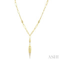 1/10 Ctw Paperclip Round Cut Diamond Teardrop Fashion Necklace in 14K Yellow Gold