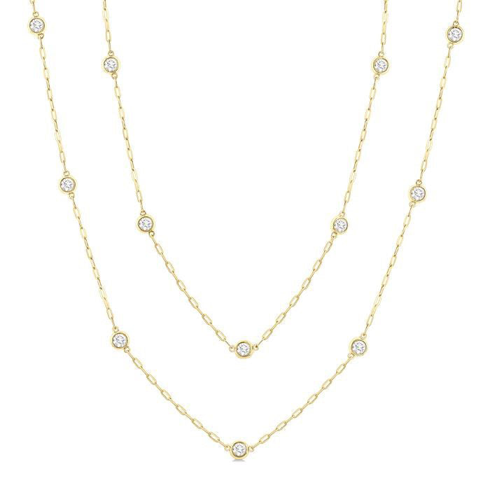 Vesper Bezel Set Diamond Station Necklace