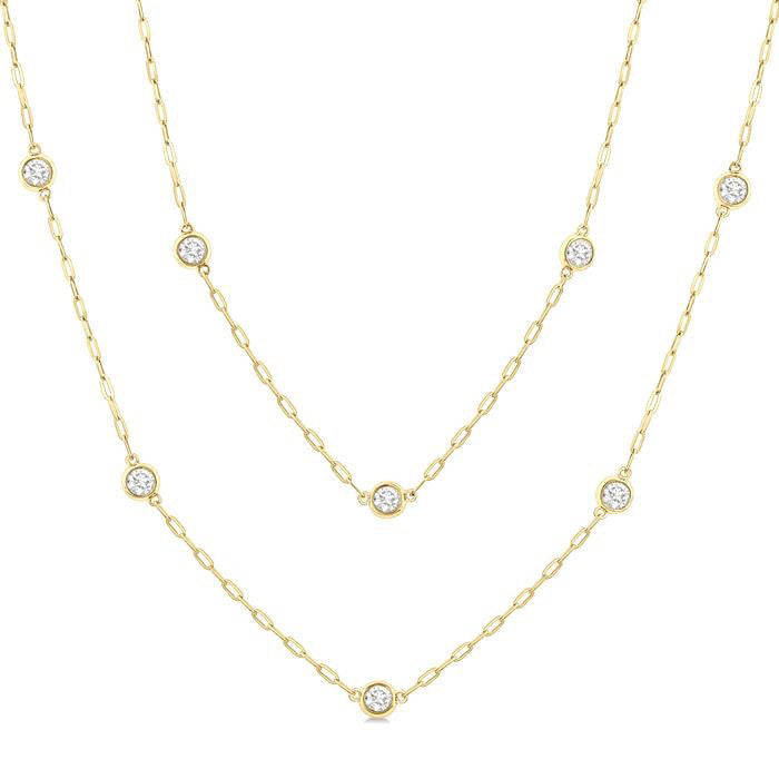 Vesper Bezel Set Diamond Station Necklace