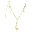 3/8 Ctw Star Shape Paperclip Round Cut Diamond Fashion Necklace in 14K Yellow and White Gold