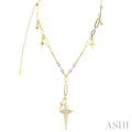 3/8 Ctw Star Shape Paperclip Round Cut Diamond Fashion Necklace in 14K Yellow and White Gold