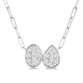 3/8 Ctw Shine Bright Oval and Pear Shape Toi Et Moi Round Cut Diamond Necklace in 14K White Gold