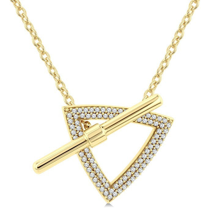 1/4 Ctw Trilliant Round Cut Diamond Fashion Toggle Necklace in 10K Yellow Gold