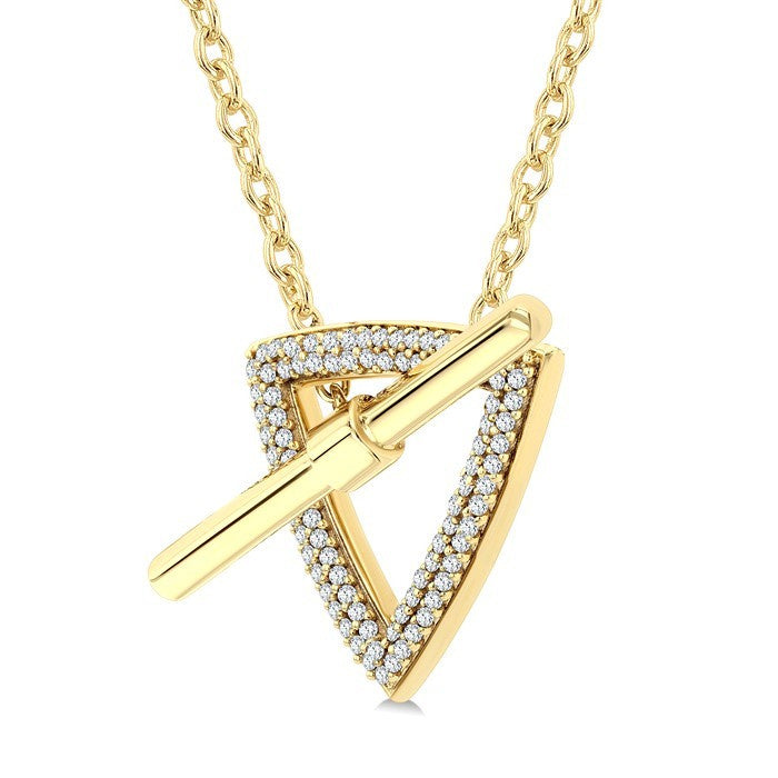 1/4 Ctw Trilliant Round Cut Diamond Fashion Toggle Necklace in 10K Yellow Gold