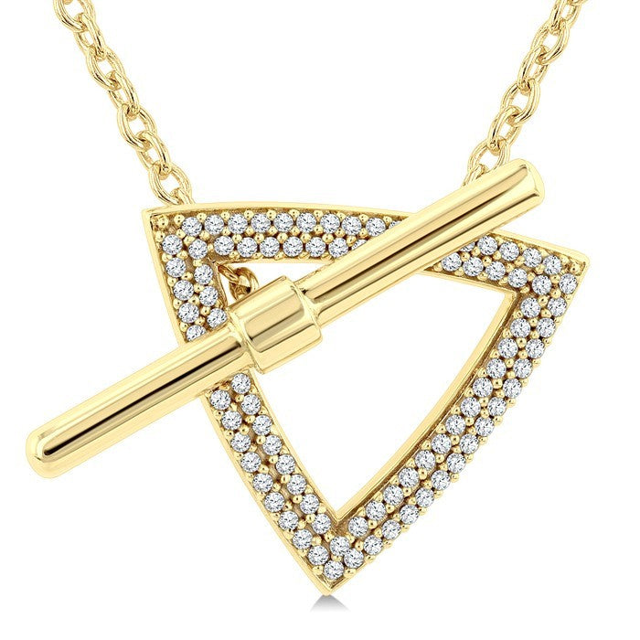 1/4 Ctw Trilliant Round Cut Diamond Fashion Toggle Necklace in 10K Yellow Gold