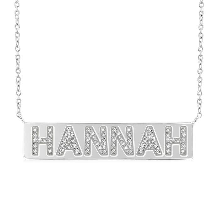 Block 'Hannah' Diamond Nameplate Necklace