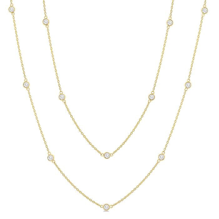 Minerva Bezel Set Diamond Station Long Necklace