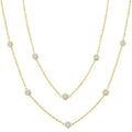3 Ctw Bezel Set Round Cut Diamond Station Long Necklace in 14K Yellow Gold