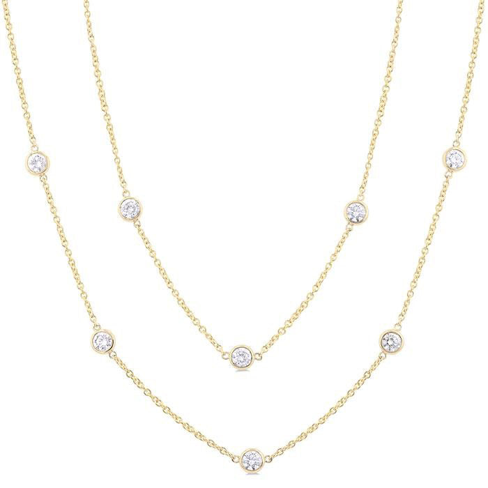 Yarrow Bezel Set Diamond Station Long Necklace