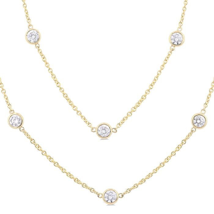 Yarrow Bezel Set Diamond Station Long Necklace
