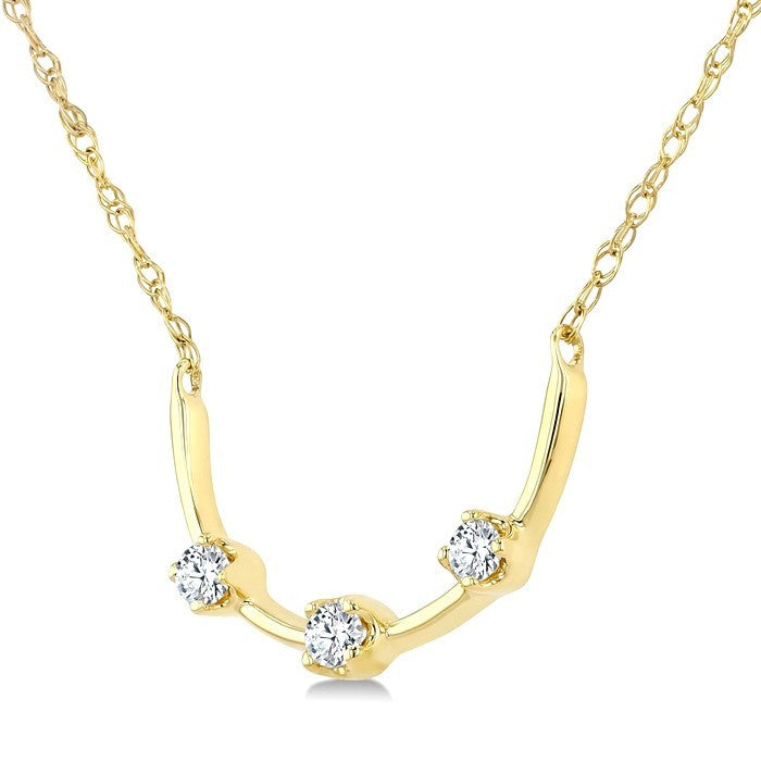 1/10 Ctw Round Cut Diamond Smile Bar Necklace in 10K Yellow Gold