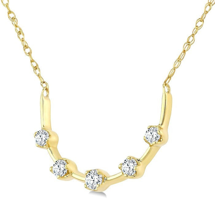 1/6 Ctw Round Cut Diamond Smile Bar Necklace in 10K Yellow Gold