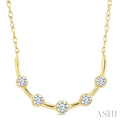 1/6 Ctw Round Cut Diamond Smile Bar Necklace in 10K Yellow Gold