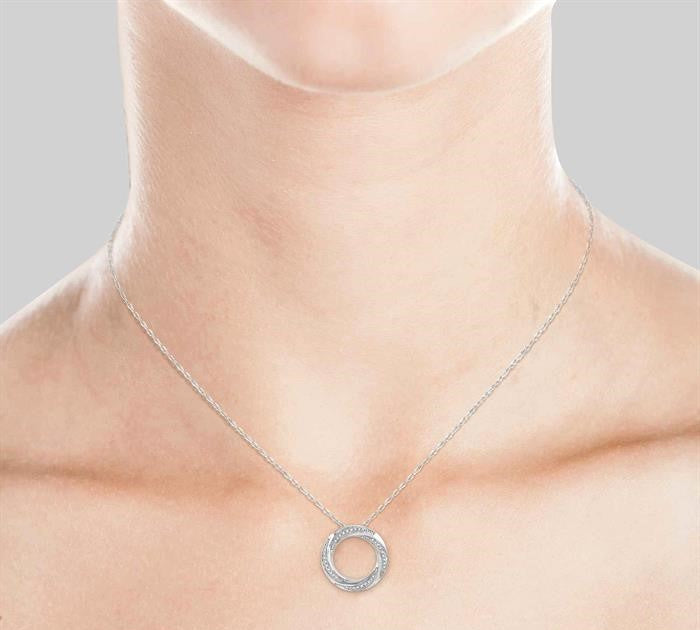 1/6 Ctw Open Center Whirlwind Diamond Fashion Pendant in 10K White Gold with chain