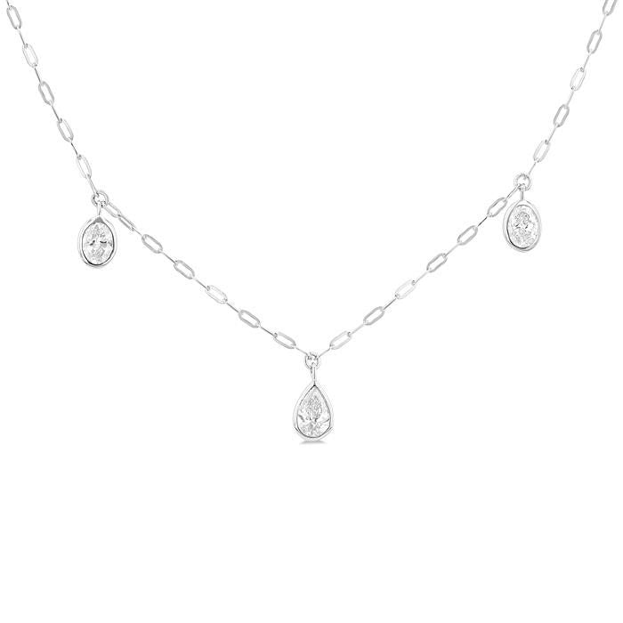 Mixed Shape Bezel Set Diamond Station Necklace