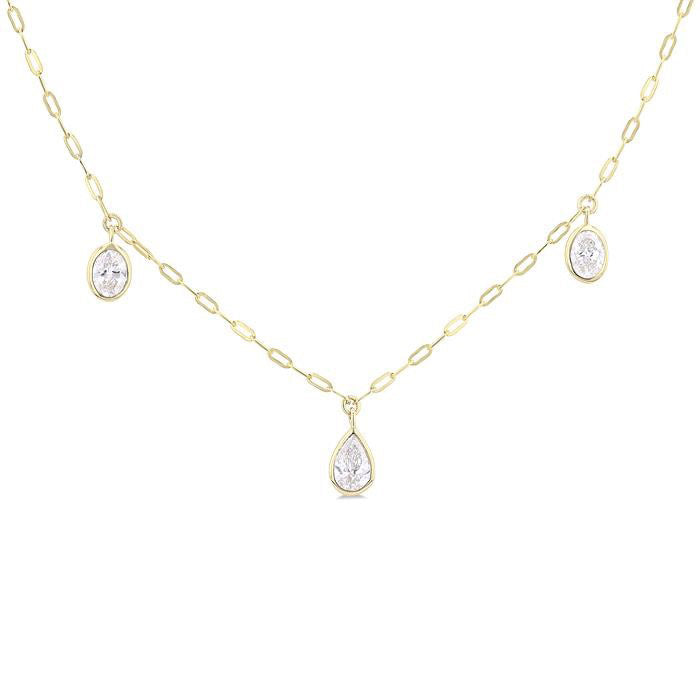 Mixed Shape Bezel Set Diamond Station Necklace