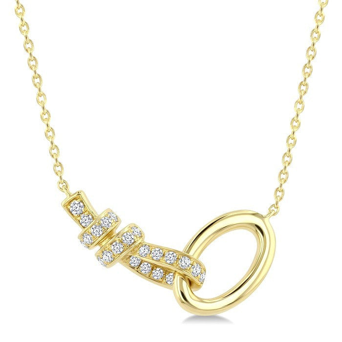 1/8 Ctw Interlock Round Cut Diamond Fashion Pendant With Chain in 10K Yellow Gold