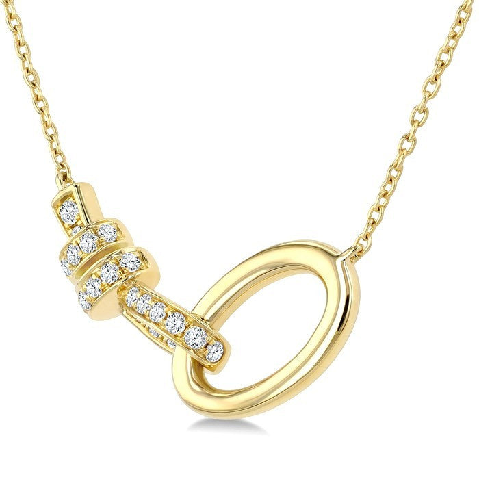1/8 Ctw Interlock Round Cut Diamond Fashion Pendant With Chain in 10K Yellow Gold