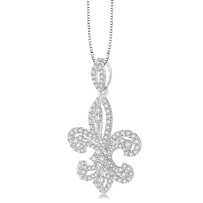 Quince Aster Fleur De Lis Diamond Pendant