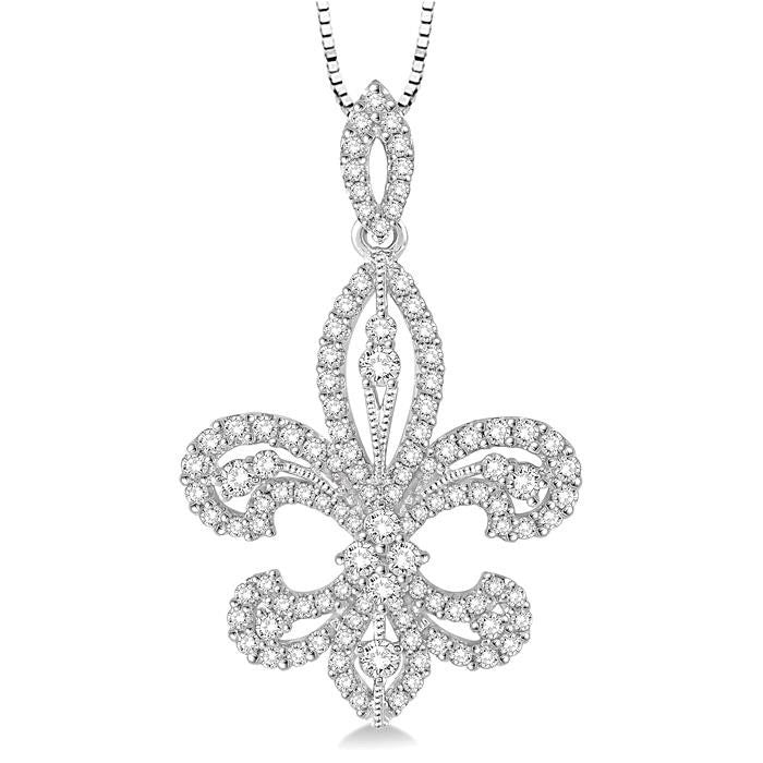 Quince Aster Fleur De Lis Diamond Pendant