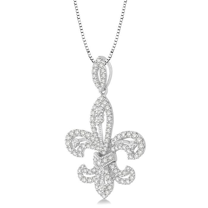 Minerva Felina Fleur De Lis Diamond Pendant