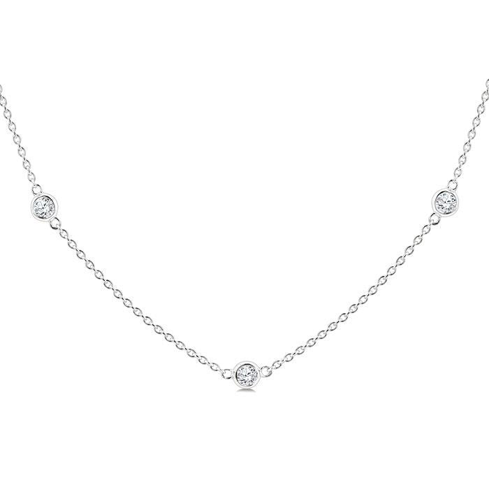 Bezel Set Diamond Station Necklace