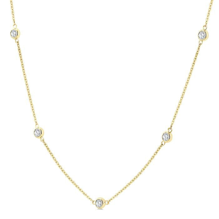 Bezel Set Diamond Station Necklace