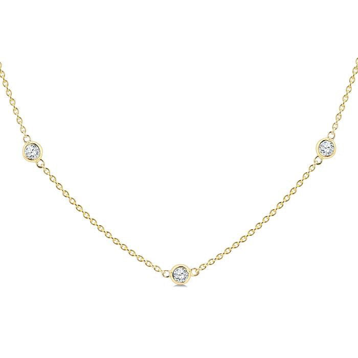 Bezel Set Diamond Station Necklace