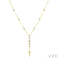 1 Ctw Paperclip Round Cut Diamond Fashion Station Necklace in 14K Yellow Gold