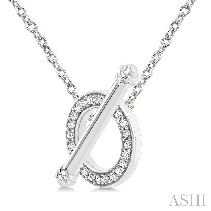 1/8 Ctw Circle Toggle Round Cut Diamond Fashion Necklace in 10K White Gold