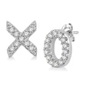 1/10 Ctw 'XO' Hugs and Kisses Petite Round Cut Diamond Earrings in 10K White Gold