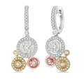 7/8 Ctw Round Cut Diamond Shine Bright Fashion Earrings in 14K Tri Color Gold